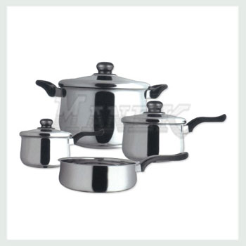 Belly Shape Cookware, Stainless Steel Cookware Set,  Cookware set with Bakelite Handle, Stainless Steel Belly Shape Cookware set with Bakelite Handle