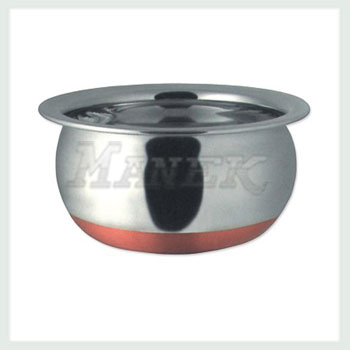 Copper Bottom Belly Balti Dish, Stainless Steel Belly Balti Dish with Copper Bottom, Belly Balti Dish