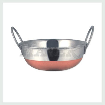 Copper Bottom Balti Dish, Stainless Steel Balti Dish with Copper Bottom, Balti Dish