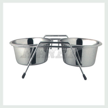 Double Diner with Wire Stand, Steel Double Diner with wire stand, stainless steel Double Diner with Wire Stand, Pet Bowl, Pet Item